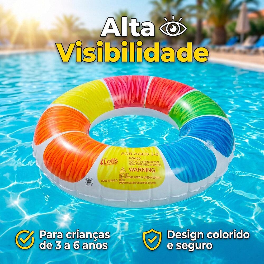 Boia Inflável Redonda 70cm Colorida Piscina PVC