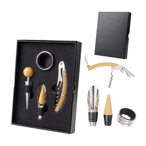 Kit Vinho Premium 4 Peças Saca Rolhas e Acessórios