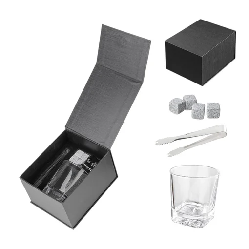 Kit Whisky Premium Copo Pedras de Granito e Pinça