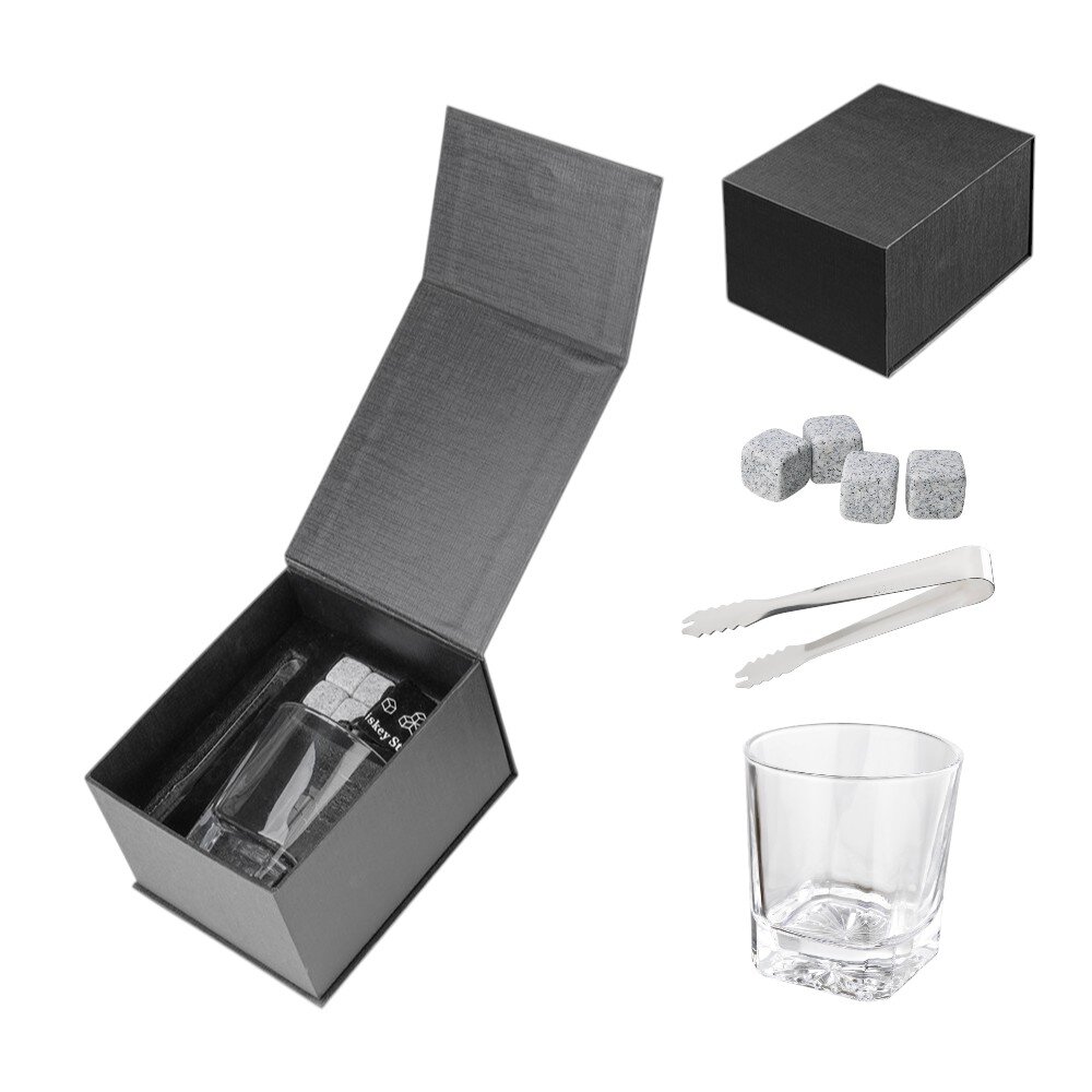 Kit Whisky Premium Copo Pedras de Granito e Pinça