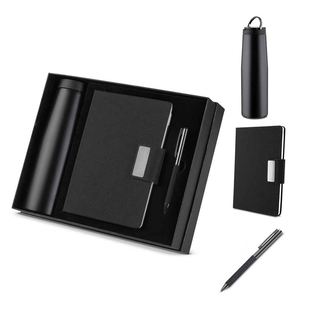 Kit Presente Executivo Caderno Garrafa Térmica Caneta
