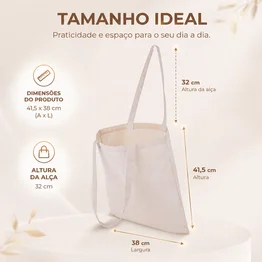 Bolsa Sacola em Algodão Branca 14L com Alça 32cm Grande