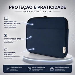 Porta Notebook 15,6" Acolchoado com Bolso Frontal Canvas