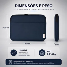 Porta Notebook 15,6" Acolchoado com Bolso Frontal Canvas