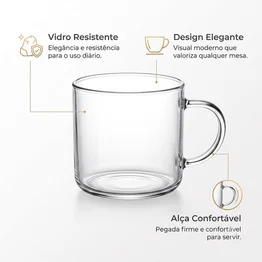 Bule de Vidro c/ Infusor 950ml e 4 Xícaras Borossilicato