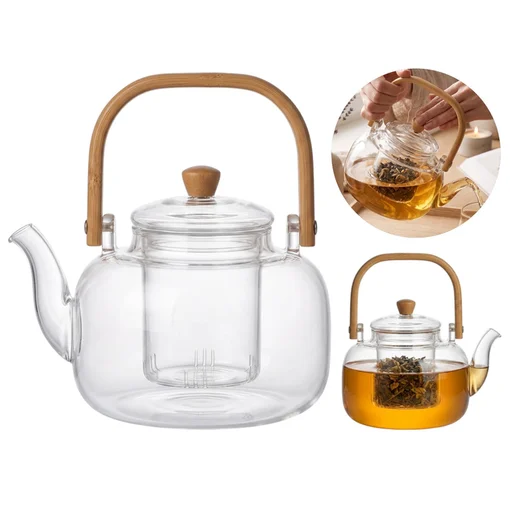 Chaleira Infusora 1L c/ Infusor de Chá Cabo Bambu