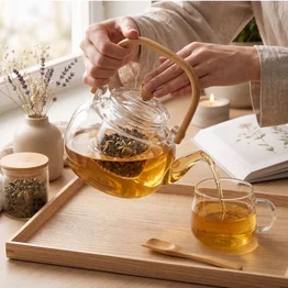 Chaleira Infusora 1L c/ Infusor de Chá Cabo Bambu