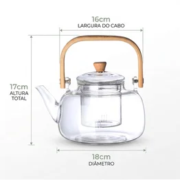 Chaleira Infusora 1L c/ Infusor de Chá Cabo Bambu