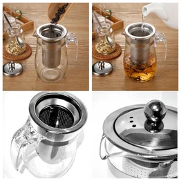 Chaleira Bule de Vidro c/ Infusor Chá em Aço Inox 600ml