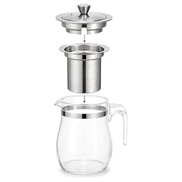 Chaleira Bule de Vidro c/ Infusor Chá em Aço Inox 600ml