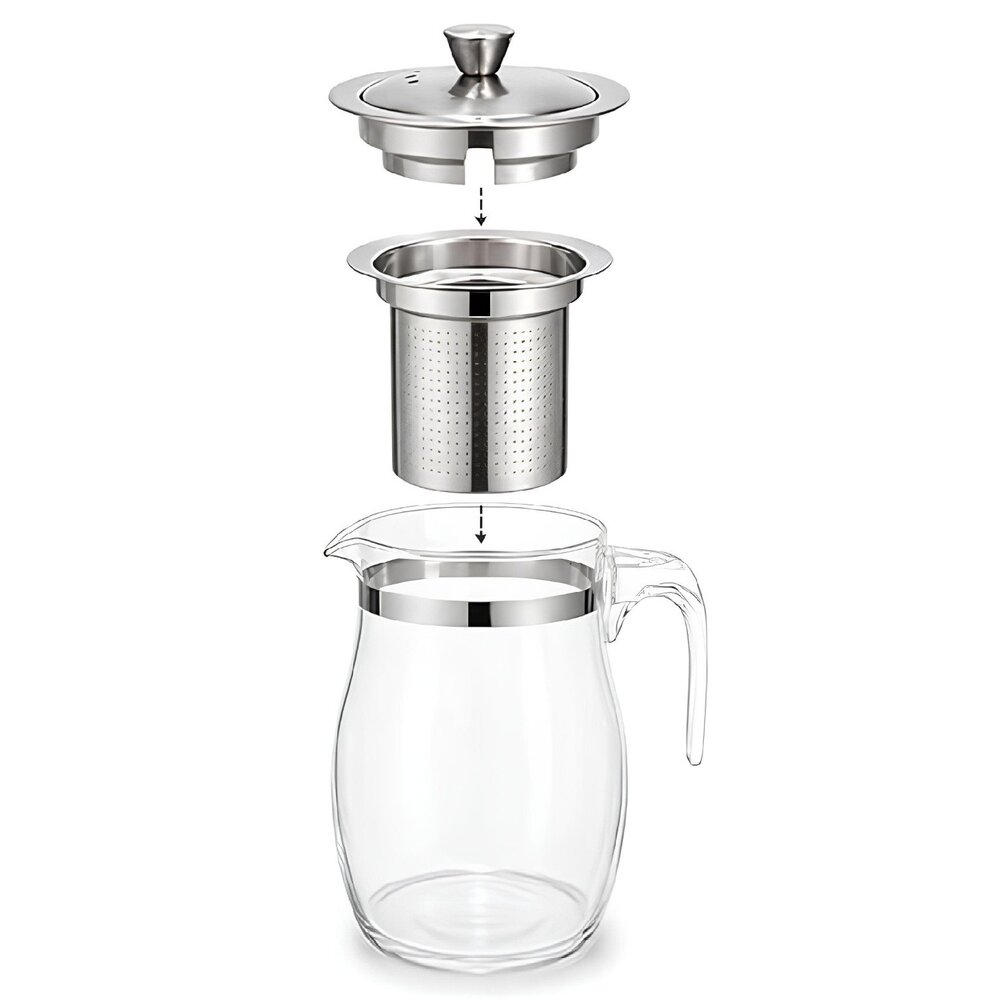 Chaleira Bule de Vidro c/ Infusor Chá em Aço Inox 900ml