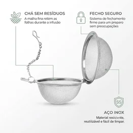 Infusor Filtro de Chá Globo 5cm Aço Inox Peneira