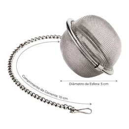 Infusor Filtro de Chá Globo 5cm Aço Inox Peneira