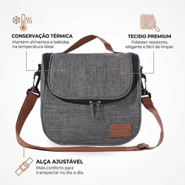 Bolsa Térmica Lancheira Poliéster c/ Alça Cinza