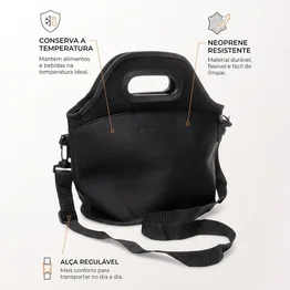 Bolsa Térmica Lancheira Neoprene c/ Alça Preta