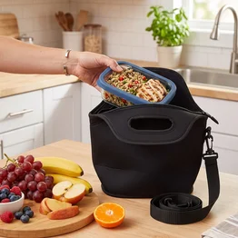 Bolsa Térmica Lancheira Neoprene c/ Alça Preta