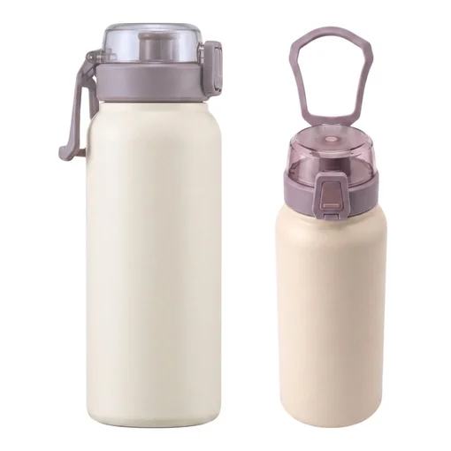 Garrafa Térmica Inox 800ml Tampa c/ Trava Bege