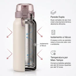 Garrafa Térmica Inox 800ml Tampa c/ Trava Bege