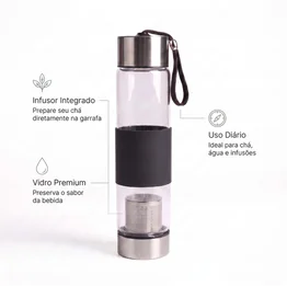 Garrafa de Vidro com Infusor de Chá 450ml Preta
