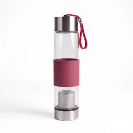 Garrafa de Vidro com Infusor de Chá 450ml Rosa