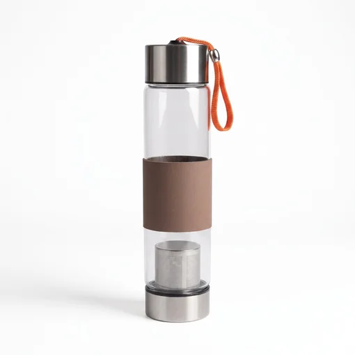 Garrafa de Vidro com Infusor de Chá 450ml Marrom