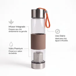 Garrafa de Vidro com Infusor de Chá 450ml Marrom