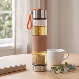 Garrafa de Vidro com Infusor de Chá 450ml Marrom