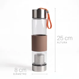 Garrafa de Vidro com Infusor de Chá 450ml Marrom