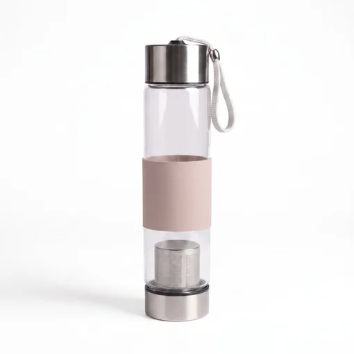 Garrafa de Vidro com Infusor de Chá 450ml Bege