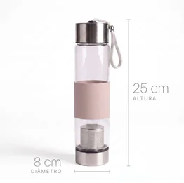 Garrafa de Vidro com Infusor de Chá 450ml Bege