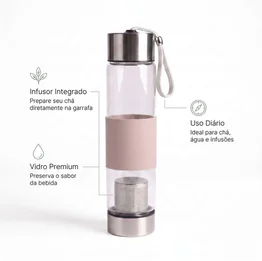 Garrafa de Vidro com Infusor de Chá 450ml Bege