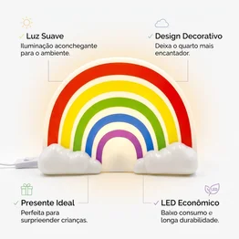 Luminária Arco-Íris Decorativa Abajur Quarto Infantil