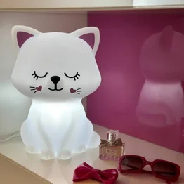 Luminária Gatinha Abajur Decorativo Quarto Infantil