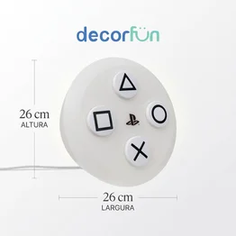 Luminária Botões PlayStation 5 Bivolt Branca Quarto Gamer
