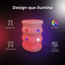 Banqueta Baú Jurerê Led RGB Banco Decorativo Premium