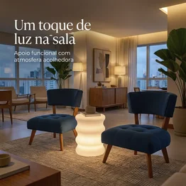 Banqueta Baú Jurerê Led RGB Banco Decorativo Premium