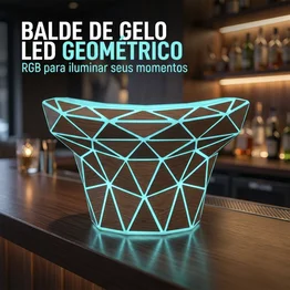 Champanheira Led RGB de Mesa Design Geométrico Placas