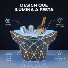 Champanheira Led RGB de Mesa Design Geométrico Placas