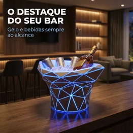Champanheira Led RGB de Mesa Design Geométrico Placas