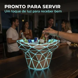 Champanheira Led RGB de Mesa Design Geométrico Placas