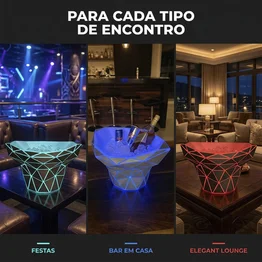 Champanheira Led RGB de Mesa Design Geométrico Placas
