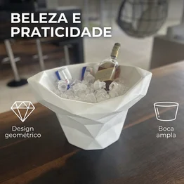 Champanheira de Mesa Design Geométrico Branca