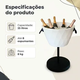 Champanheira Pedestal 25L Festas Até 8 Garrafas