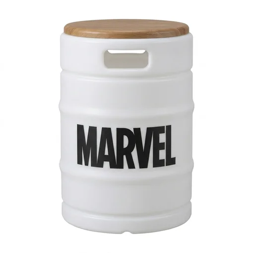 Banco Barril Marvel Branco Tampo de Madeira