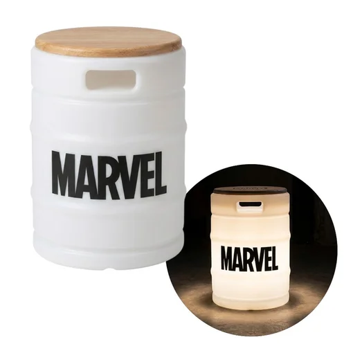 Barril Iluminado Banco Marvel Branco Licenciado Luminária