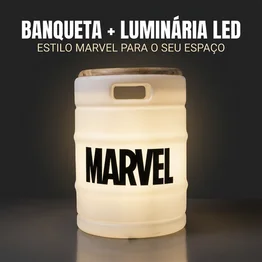 Barril Iluminado Banco Marvel Branco Licenciado Luminária