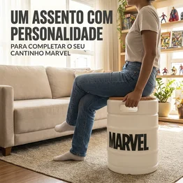 Barril Iluminado Banco Marvel Branco Licenciado Luminária