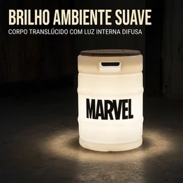 Barril Iluminado Banco Marvel Branco Licenciado Luminária