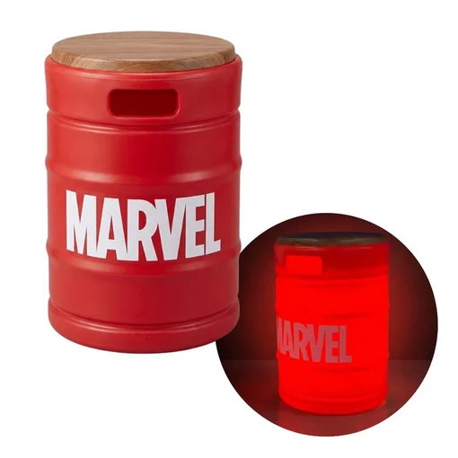 Barril Iluminado Banco Marvel Vermelho Licenciado Luminária