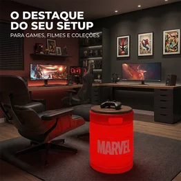 Barril Iluminado Banco Marvel Vermelho Licenciado Luminária